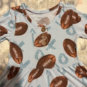 Posh Peanut Bamboo Long Sleeve Henley Twirl Dress - Field Day (Football)